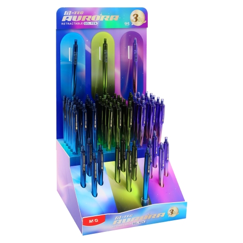 Display SET M&G T-TEC AURORA gel pens (70 pcs) - blue refill