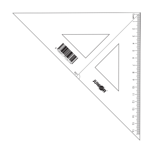 Triangle ruler with 16 cm mark, transparent, loosely packed