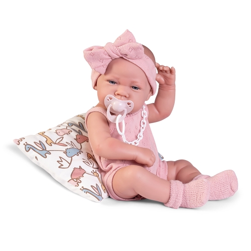 Doll - newborn Lúa in pink pyjamas, 42 cm