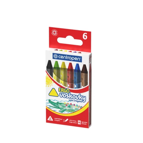 Voskovky trojhranné CENTROPEN 9531/6 priem. 10 mm, vyprateľné, žiarivé farby