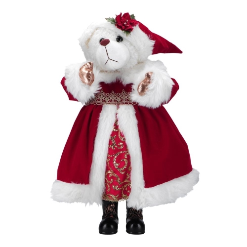 Medvedica vo vianočnom oblečení 50 cm, červená farba