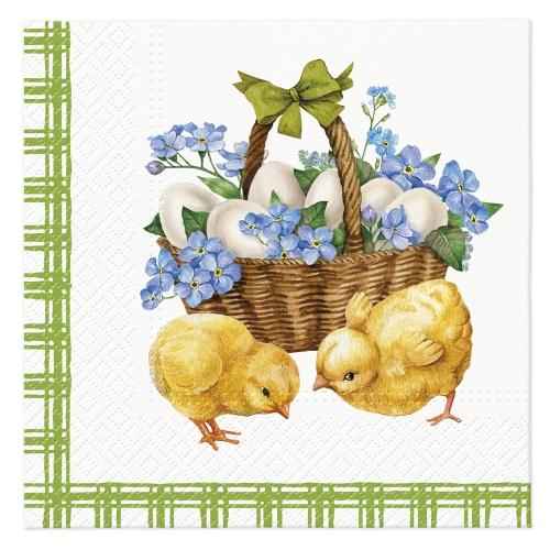 Napkins PAW L 33x33cm Chicks with basket