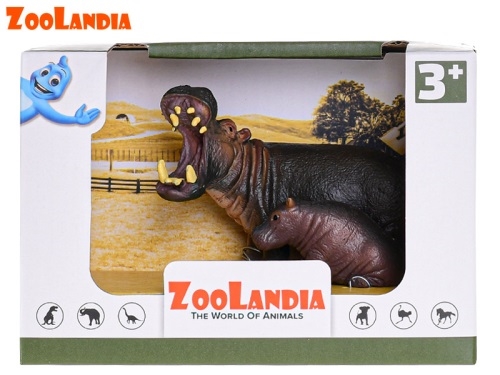 5-12cm plastic  hippopotamus with cub in OTB