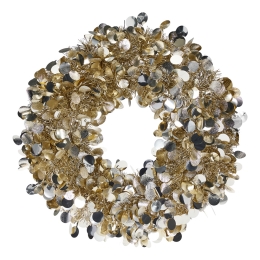 46 cm Tinsel Christmas Wreath, Champagne Gold