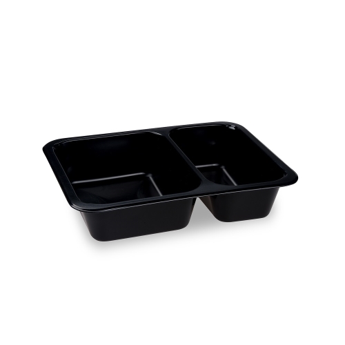 Menu bowl (PP) Reware Lunch 2-piece reusable black 227 x 178 x 49 mm [20 pcs]