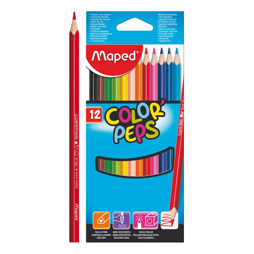 Pastelky trojhranné MAPED "COLOR`PEPS", 12 ks