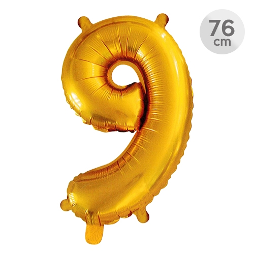 Balón narodeninový 76 cm - číslo 9, zlatý