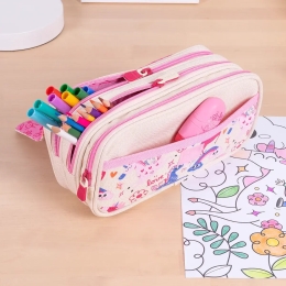 3-zip pencil case with a flap FlowiCorn series, blue (1)