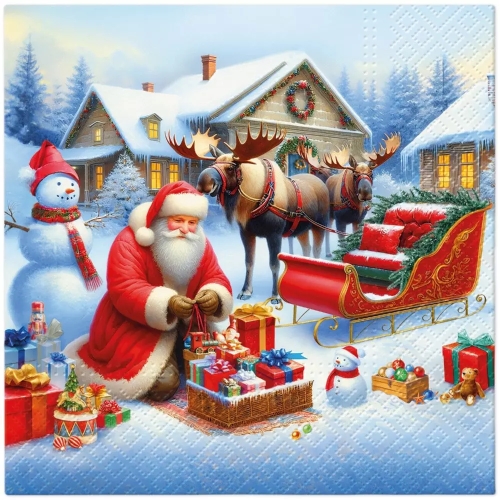 Obrúsky PAW L 33x33cm Holiday Sleigh Preparation