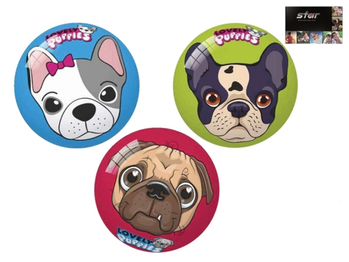 3asstd 11cm diameter PVC full printed puppy design ball 10m+ 24pcs in PDQ