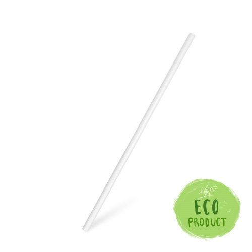 Straight paper straws, white 20 cm, 100 pcs