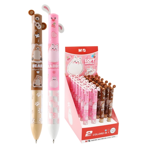 Pero guľôčkové M&G 0,7 mm Soft Animals 2-farebné (modrá a červená náplň) /1ks