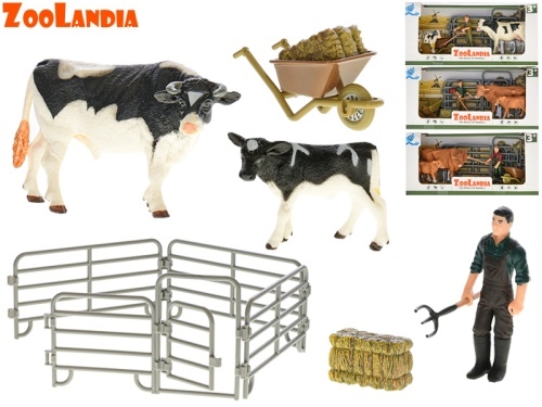 Zoolandia krava s teliatkom a doplnkami 4druhy v krabičke