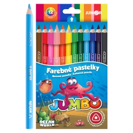 Pastelky JUNIOR Ocean World JUMBO trojhranné - sada 12 ks