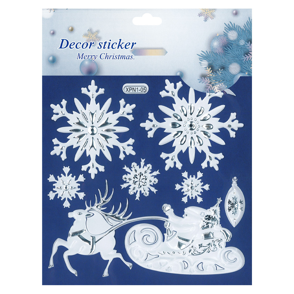 Samolepky 18,5 x 23,5 cm - vianočné biele so zlatými prvkami