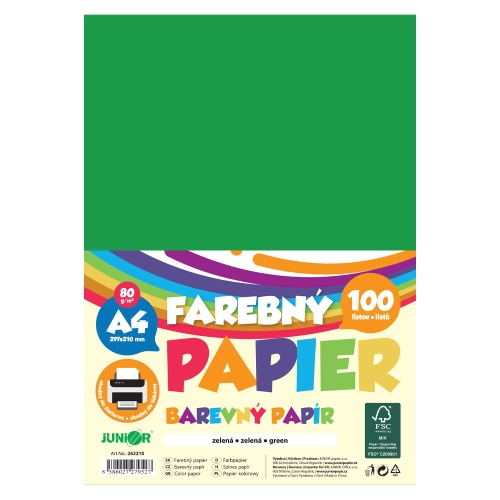 Farebný papier A4 80g/m2, bal/100 ks - zelená
