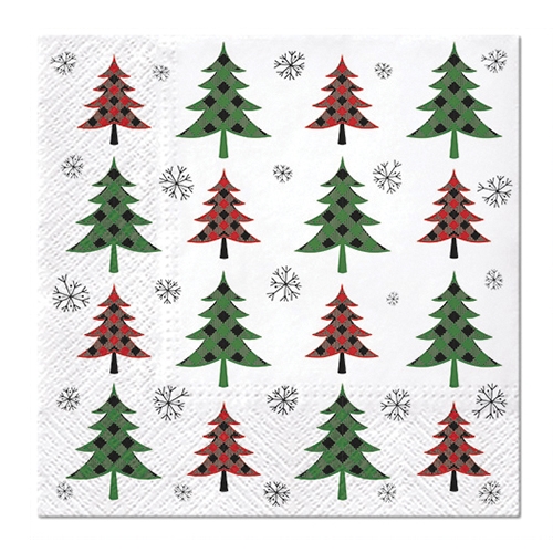 Obrúsky PAW L 33x33cm Christmas Tree Check (red and green)