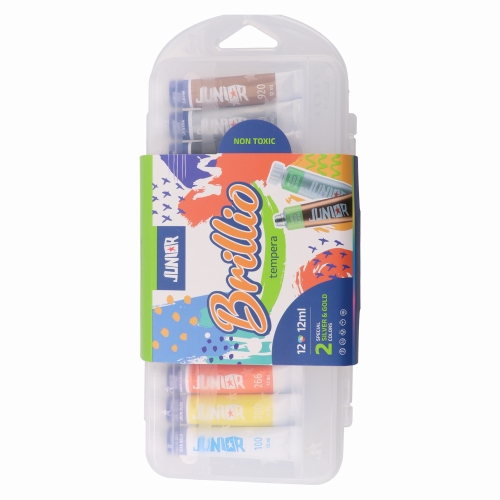 Tempera colors in a box of 12 ml/set of 12 pcs (10 pcs + gold and silver)