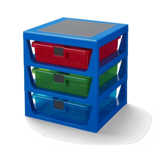 LEGO organizér s tromi zásuvkami - modrý