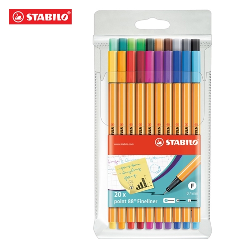 Liner - STABILO point 88 - 20 ks balenie - s 20 rôznymi farbami
