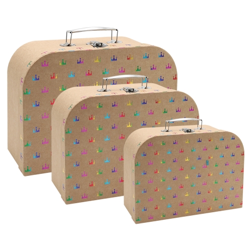 Set of children's suitcases 3 pcs - glossy print Crowns