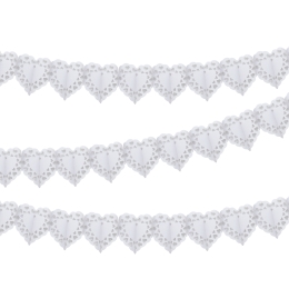 Girlanda papierová 3 m - biele srdcia