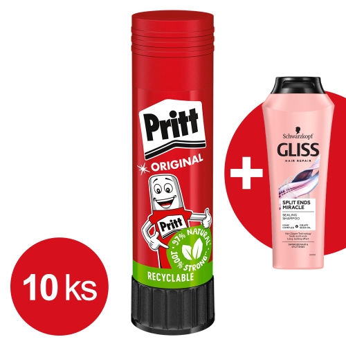Lepiaca tyčinka Pritt stick 40 g 10 ks + Darček: Šampón Gliss Split Ends Miracle 250 ml (2)