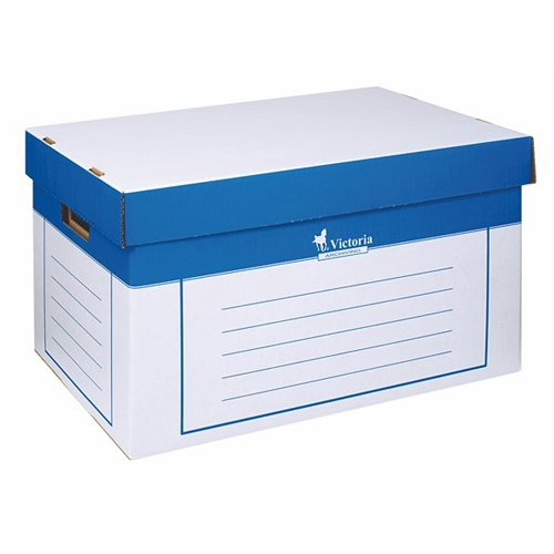 Archive container, 320x460x270 mm, cardboard, VICTORIA, blue-white