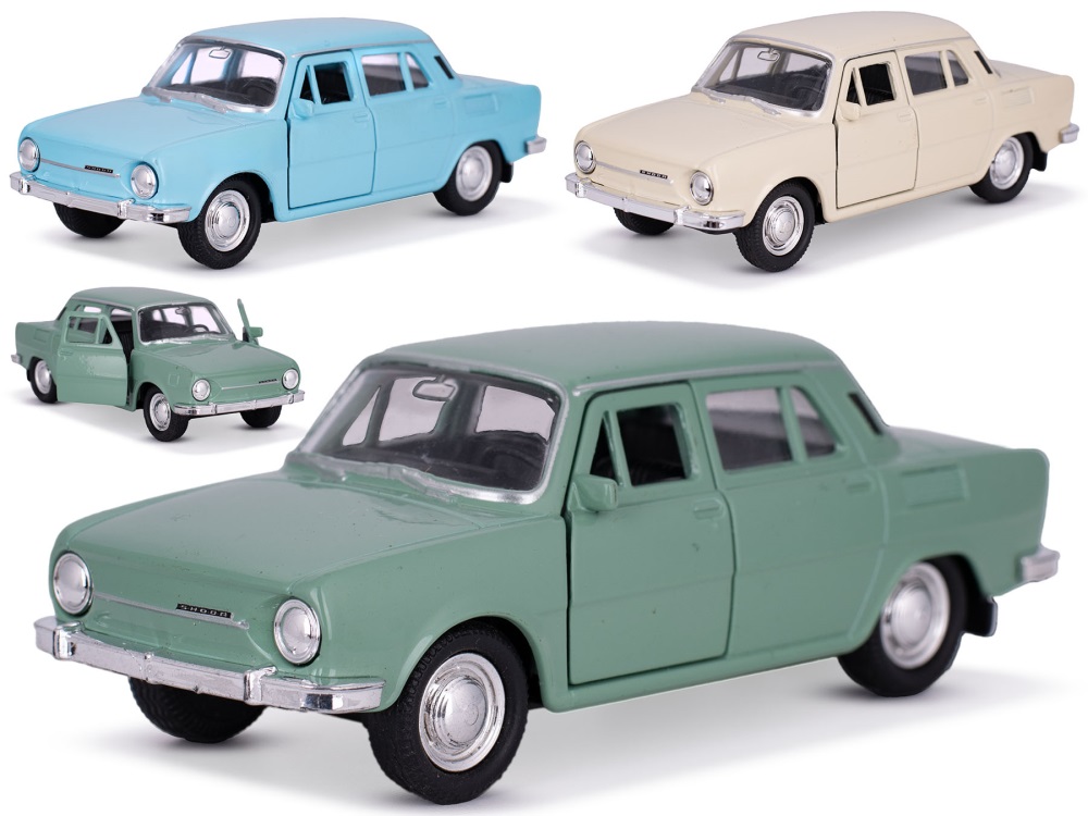 Welly Škoda 100 12cm kov spätný chod 3farby v krabičke