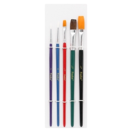 Foska brush set 5 pcs, round + flat Color / 2,4 + 1/4, 1/2, 1/2 /