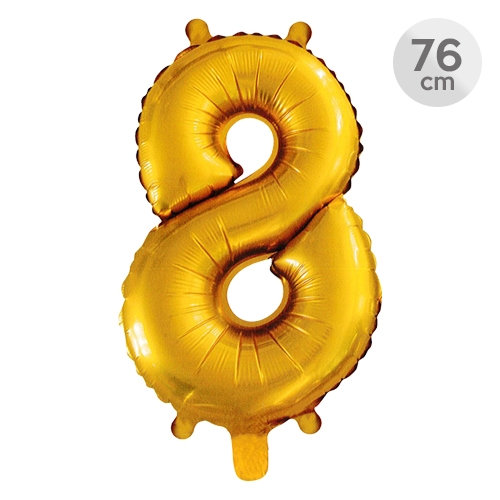 Balón narodeninový 76 cm - číslo 8, zlatý