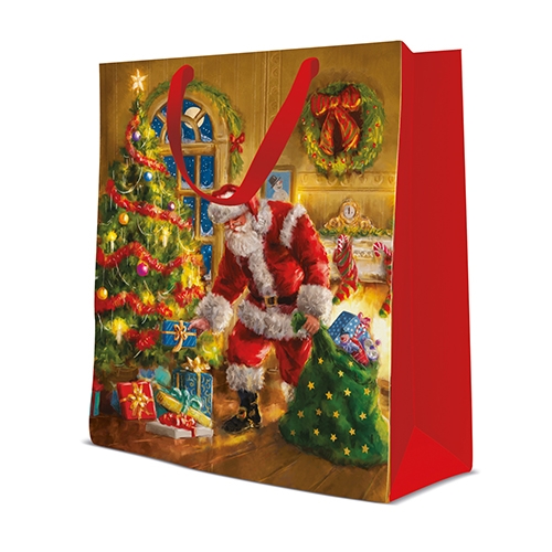 Darčeková taška PAW Santa is here, large - 26,5x33,5x13 cm