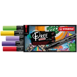 Acrylic marker STABILO FREE Acrylic T300 Round tip 2-3 mm - Vibrant, set of 5 pcs Acrylic marker STABILO FREE Acrylic T300 Round tip 2-3 mm - Vibrant, set of 5 pcs