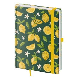 2027 Weekly A5 Vario Planner - Lemons with an elastic band