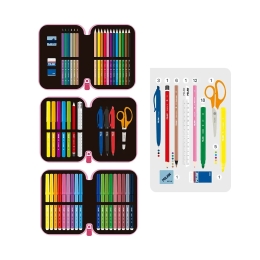 Pencil case MILAN 3-tier/full, FlowiCorn series beige (1)