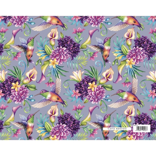 Gift wrapping paper FLORENTIA 70x100 cm - hummingbird with flowers