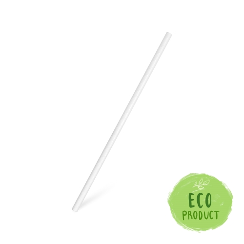 Straight paper straws, white 20 cm, 25 pcs