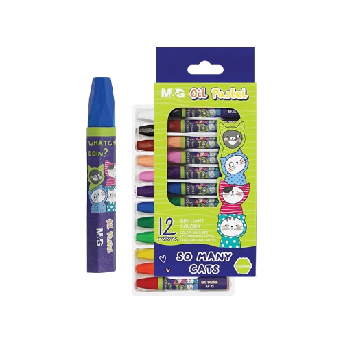 M&G hexagonal So Many Cats oil crayons, set of 12 pcs