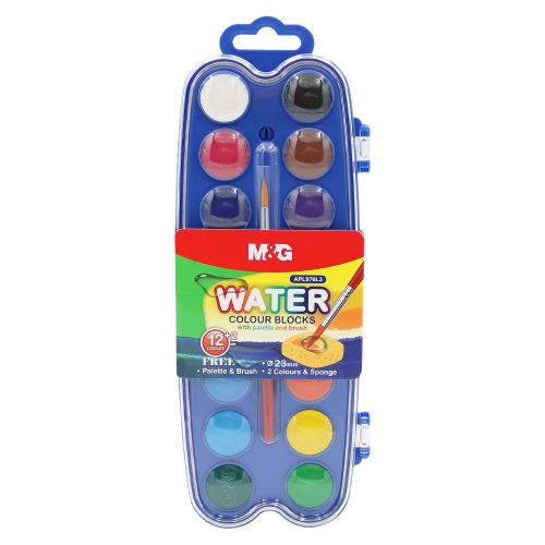 Water colors M&G mini (23 mm) - 14 colors + brush