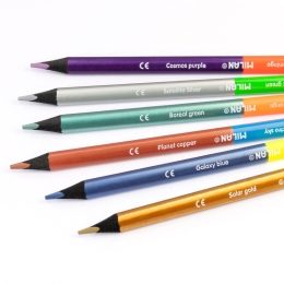 Crayons MILAN triangular double-sided - Fluo/Metal 6 pcs