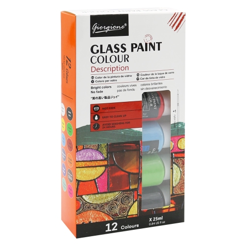 Glass paints 25 ml, set of 12 colours