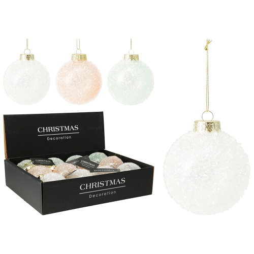 Christmas ball 80 mm candy decor (mix of 3 colours, price /1 pcs)
