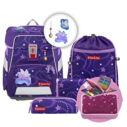School briefcase Space for first-graders - 5-piece set, Step by Step Pegas Emily, certific