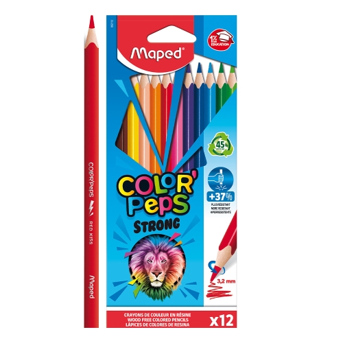 MAPED triangular crayons "COLOR'PEPS STRONG" set of 12 pcs