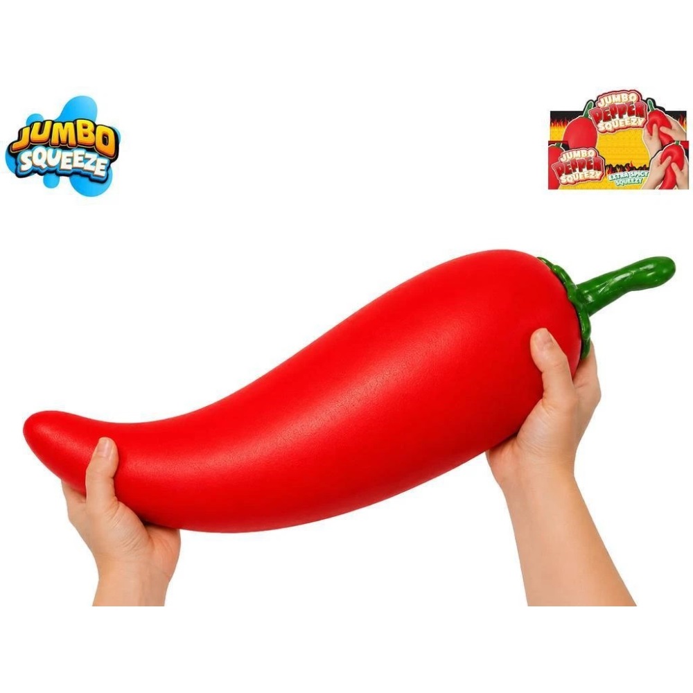Mega Squeeze Jumbo strečová čili paprička 24 cm - antistresová hračka