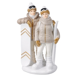 Vianočná soška Postavy lyžiarskeho páru 22 cm