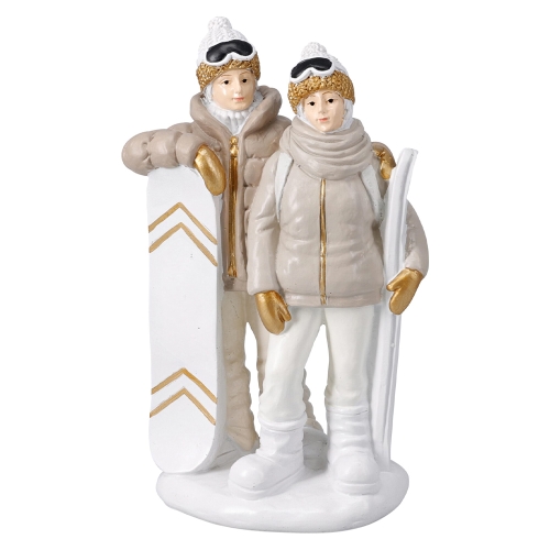 Vianočná soška Postavy lyžiarskeho páru 22 cm