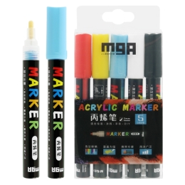 Popisovač M&amp;G MOCALO Acrylic Marker 2 mm akrylový, sada 5 ks