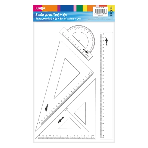 Set of rulers - 4 pcs, transparent
