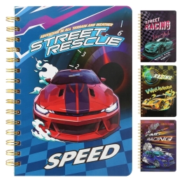 Poznámkový blok linajkový A5 /80 listov, 3D obálka Auto (mix dizajnov)